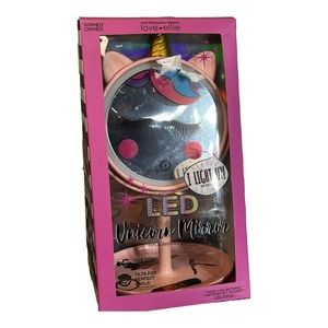 LED Unicorn Mirror Light Up Makeup w/Attached Jewelry Trinket Tray